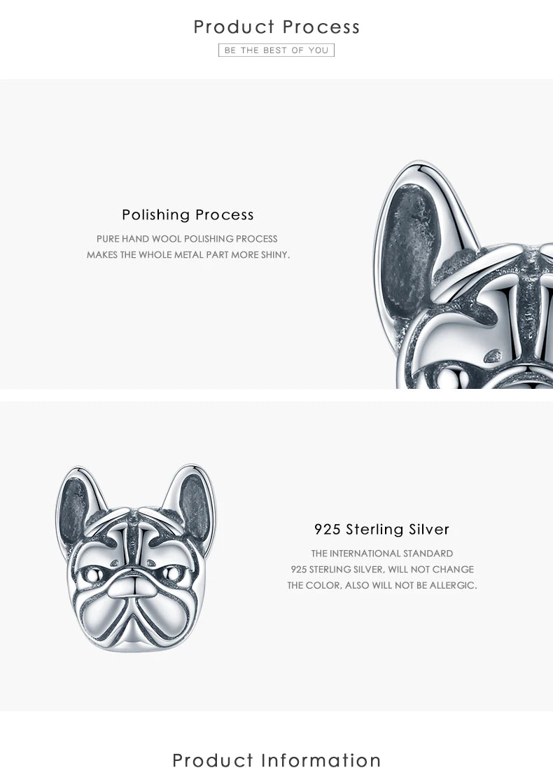 Frenchie Silver Earrings