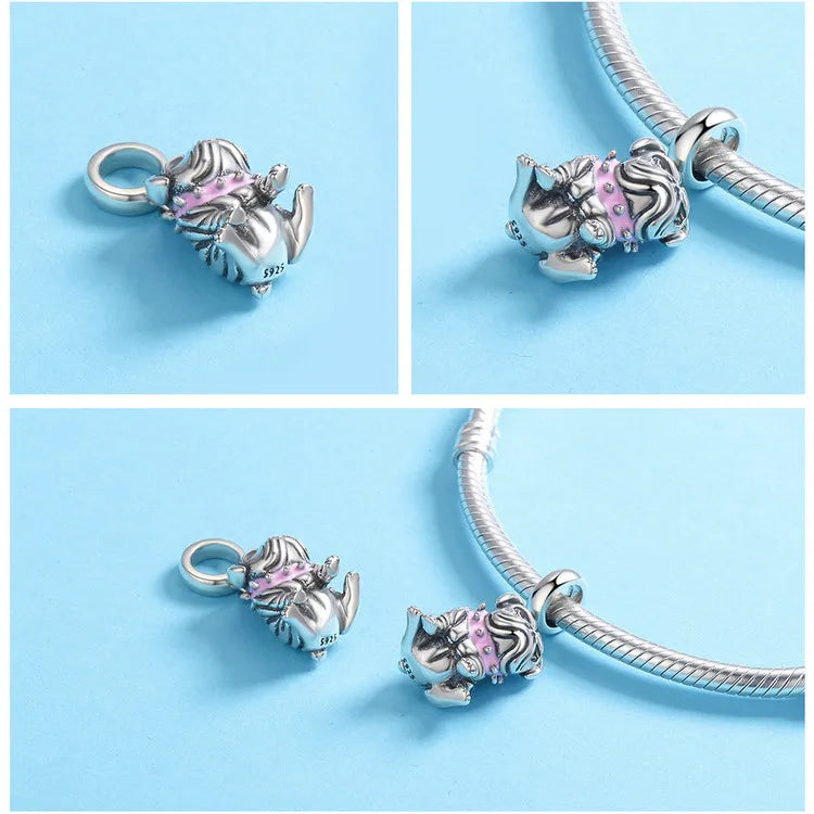 Cute Frenchie Silver Bead