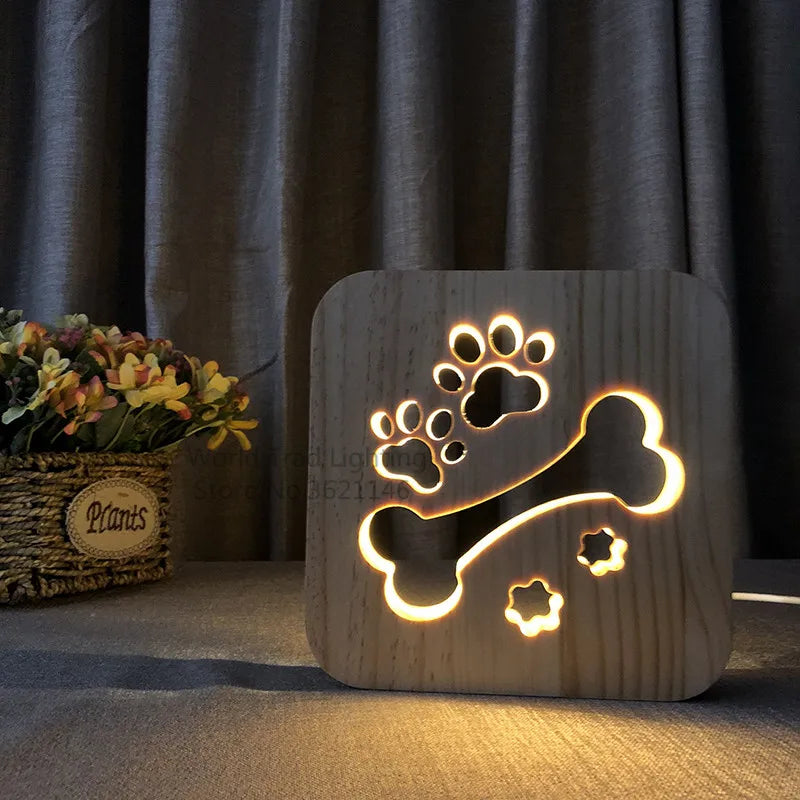 3D Wooden Night Light