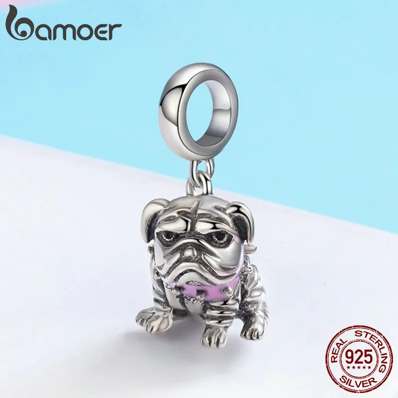 Cute Frenchie Silver Bead