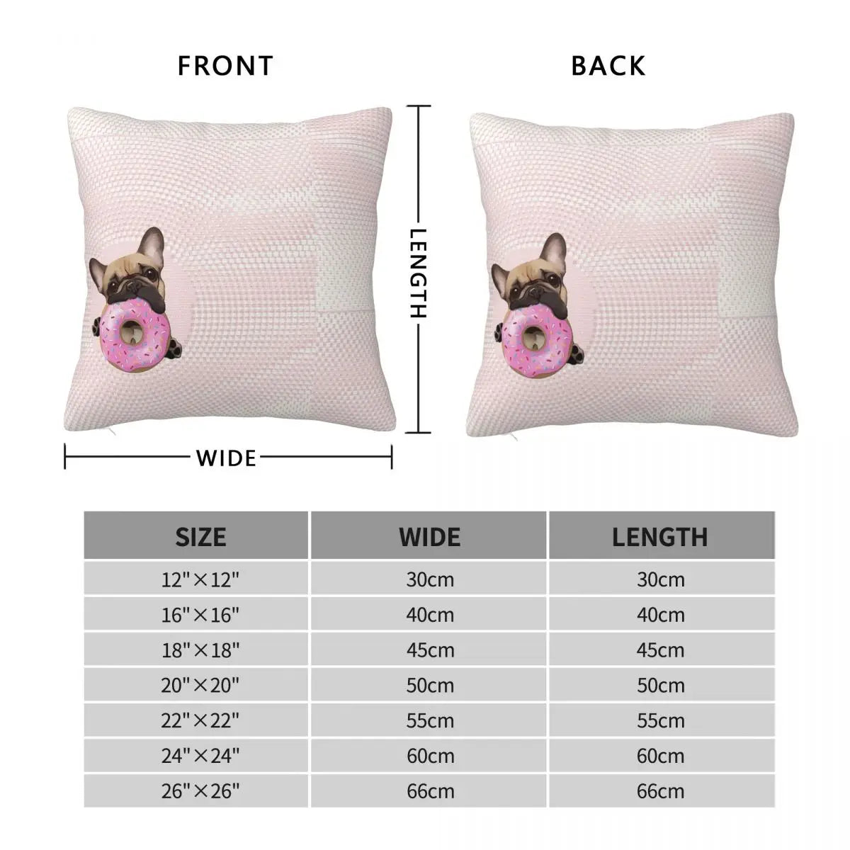 Frenchie and Doughnut Throw Pillow Cover