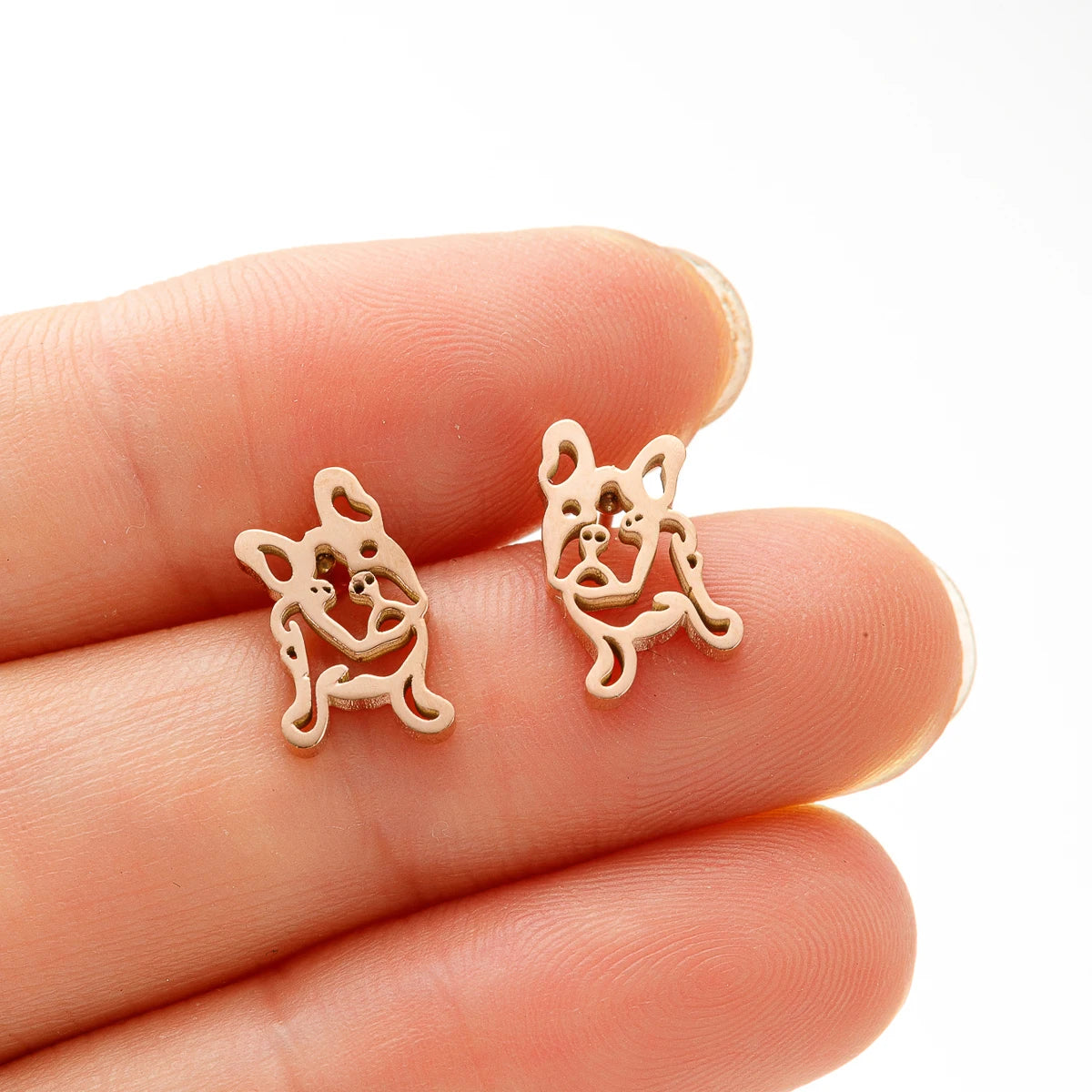 Stainless Steel French Bulldog Dog Earrings